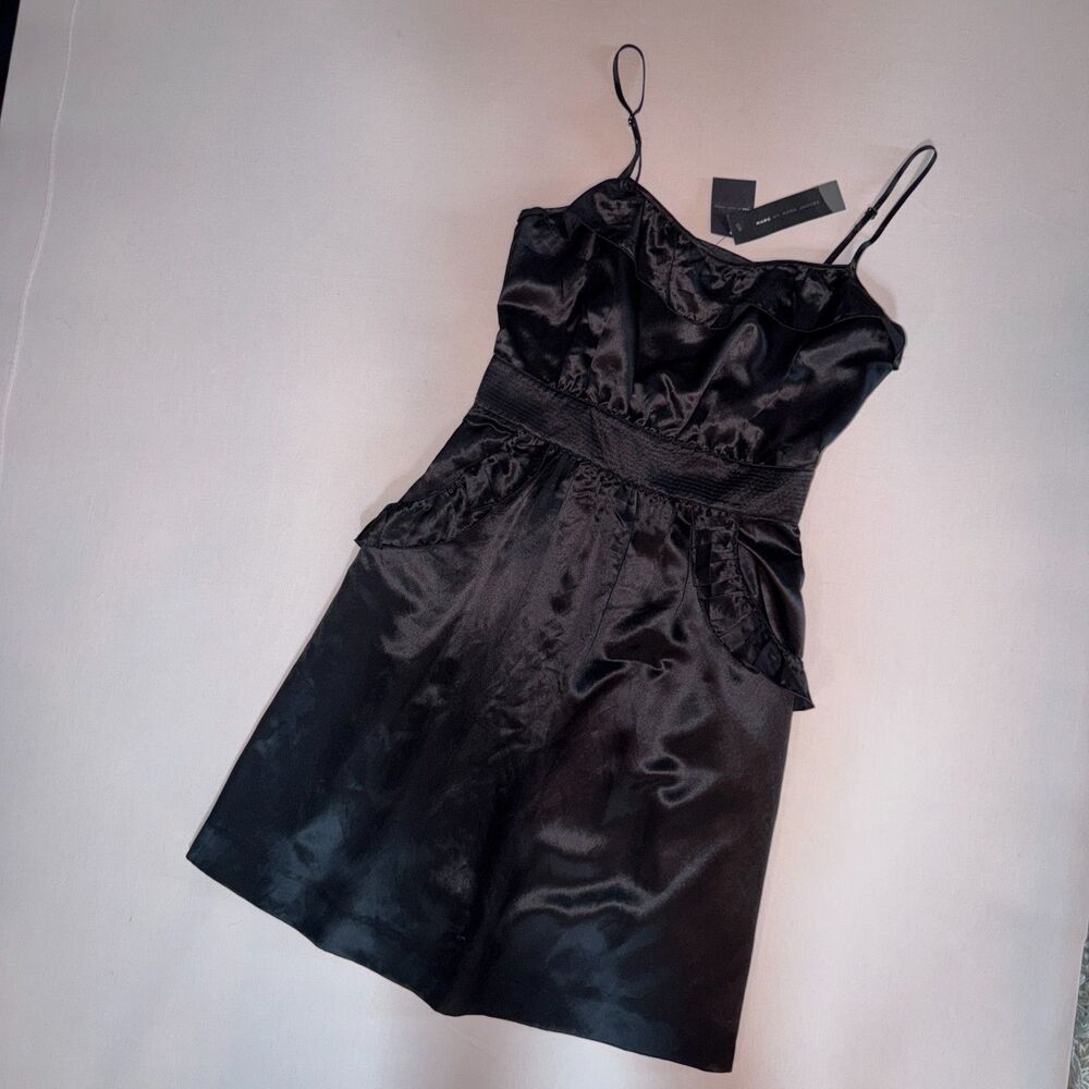 NWT Marc Jacobs silk LBD ruffled dress with pockets Size 10